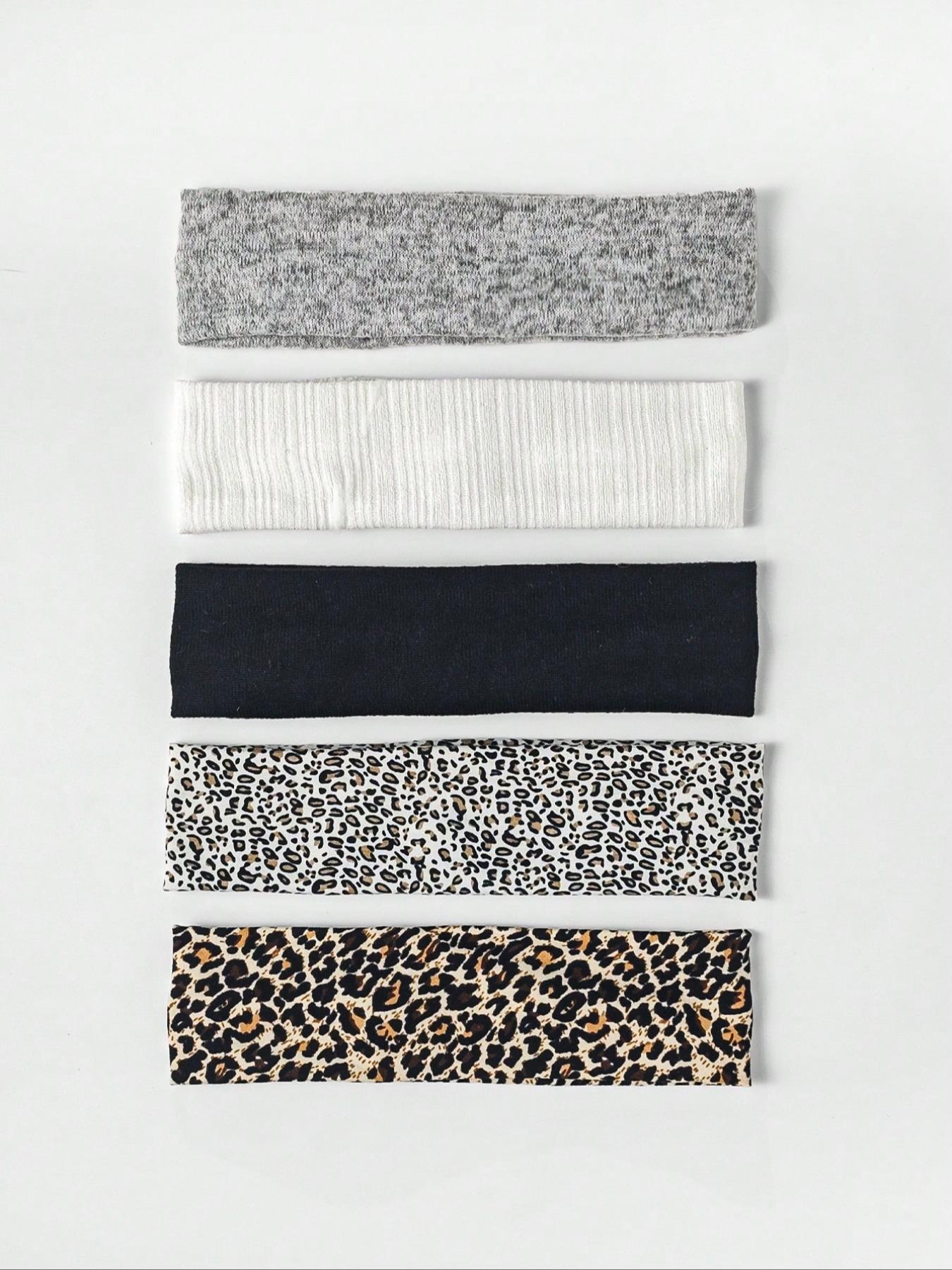 Women's Satin Leopard Print Hairband Set, Daily Wear Headscarf Sweatband, Autumn Winter Fashion Accessory, Elegant Women's Scarves, Chic Headbands