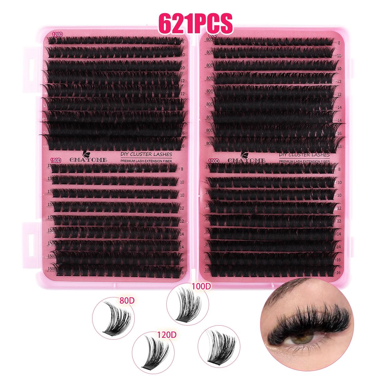 Slender and Soft False Eyelashes, DIY Volume Eyelashes, Multi-Functional Eyelash Book 60D–150D with Mixed Natural Thick Eyelash Clusters Extensions (8mm–16mm), D Curl Lashes for Daily Makeup, Charming Eyes, Beginner-Friendly Reusable #GLOBAL PICKS