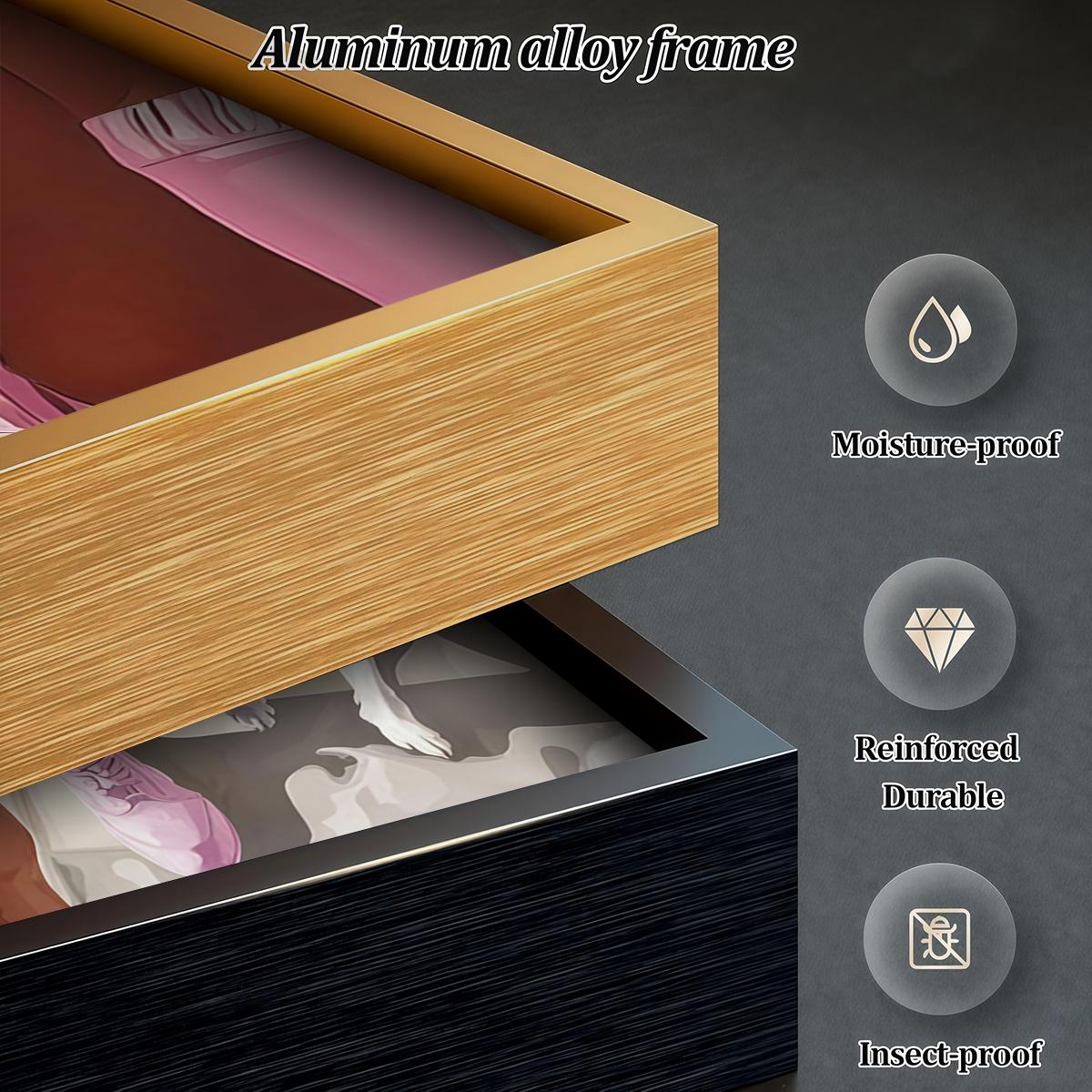 3 Counts Aluminum Alloy Framed Painting, Pink Fashion Woman With Dog And Jewelry Pictures, Home Decoration For Living Room, Bedroom, Office, Restaurant, Hallway Wall Decor, Odorless Print Artwork, Luxury Perfect Gift For Friends And Family