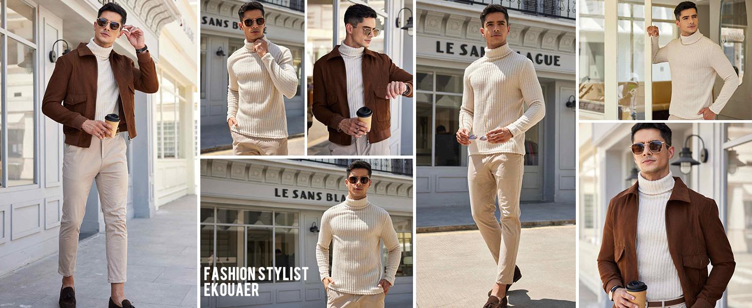COOFANDY Men Turtleneck Shirts Lightweight Long Sleeve T Shirt Ribbed Thermal Tops Baselayer Pullover