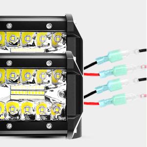 Nilight 2PC 4Inch Amber Led Pods Triple Row 60W Flood Spot Combo Driving Fog Lights with 16AWG Wiring Harness-2 Leads for Offroad Pickup Trucks Jeep ATV UTV SUV dealsforyoudays