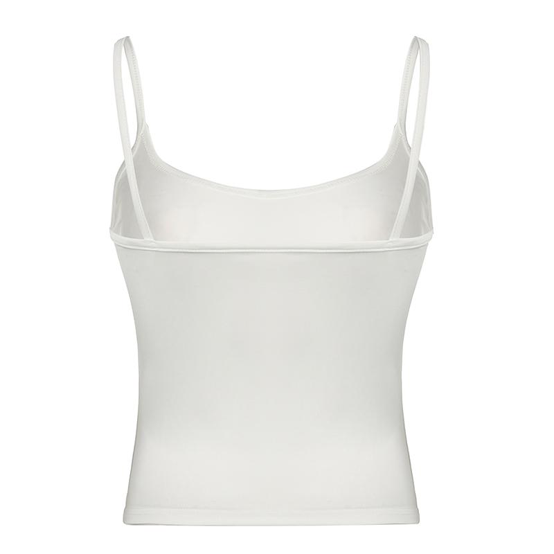 Women's Solid Backless Crop Cami Top, Casual Sleeveless Tank, Casual Comfort Minimalist Basic Spaghetti Strap Sleeveless Camisole for Summer, Lady's Top for Daily Wear