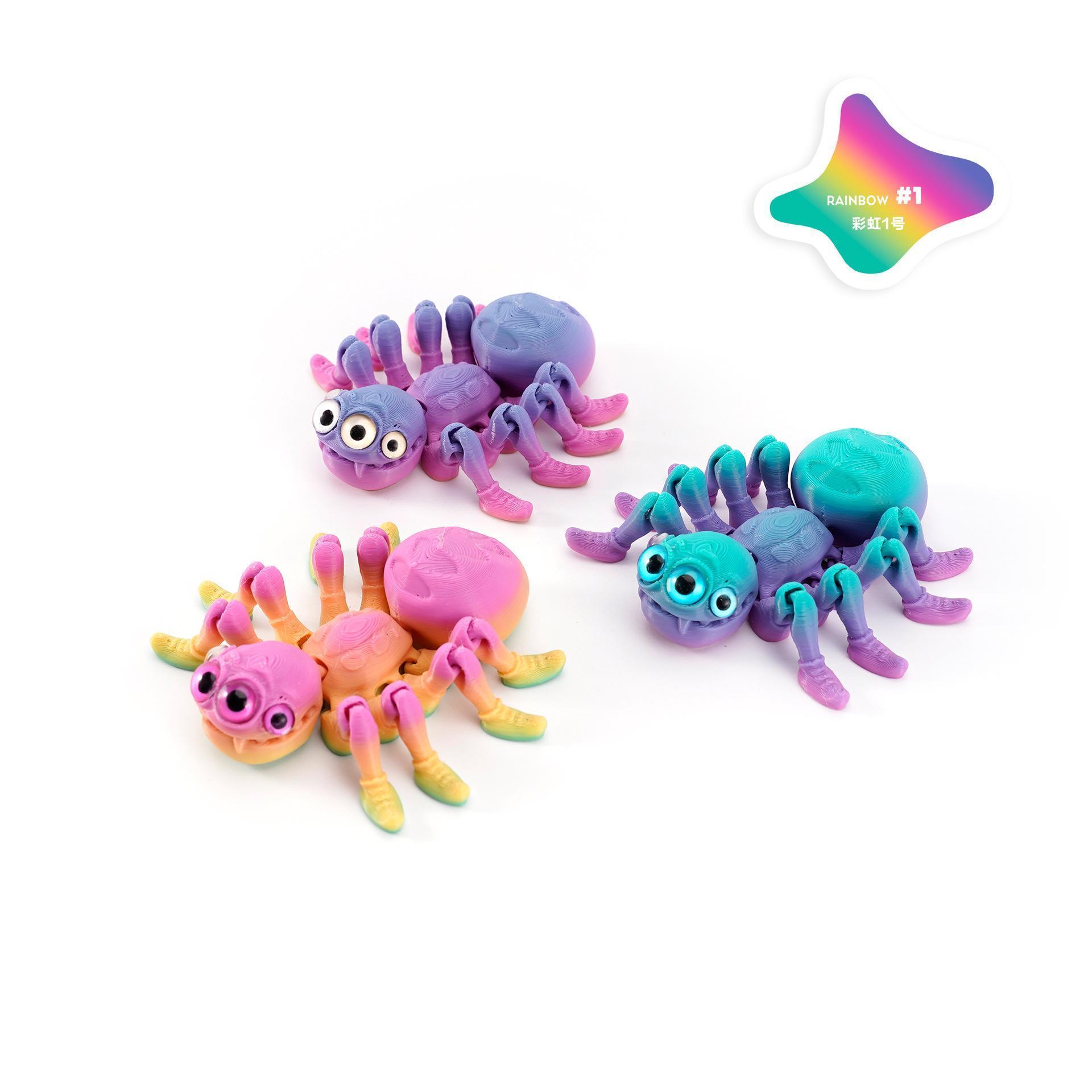 3D Printed Spider Animals Toy Realistic Colorful Spider Figurine Articulated Fidget Toy for Spider Lovers Halloween Home Decor