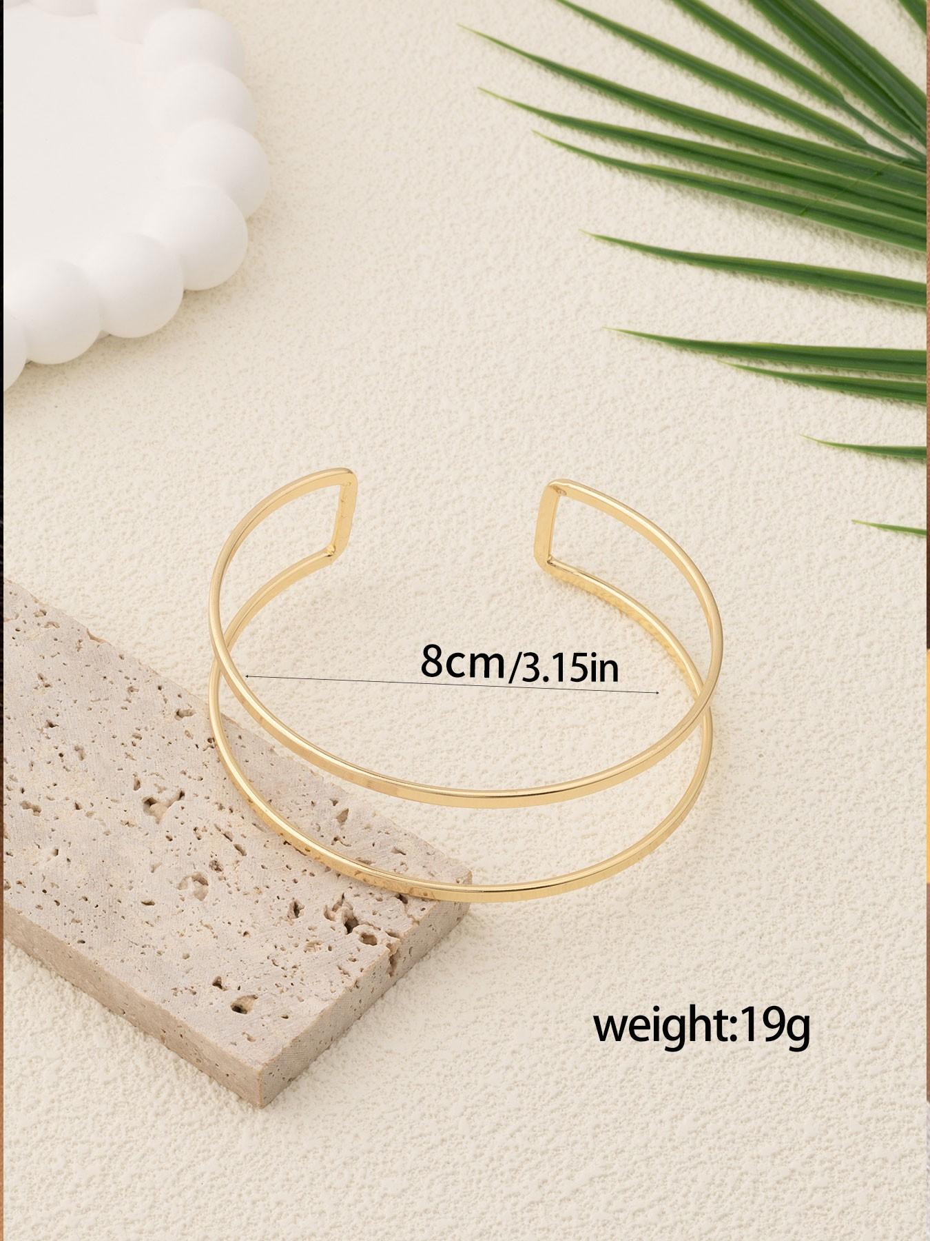 Women's Alloy Open-Style Bracelet, Plain Design, Suitable for Daily ...