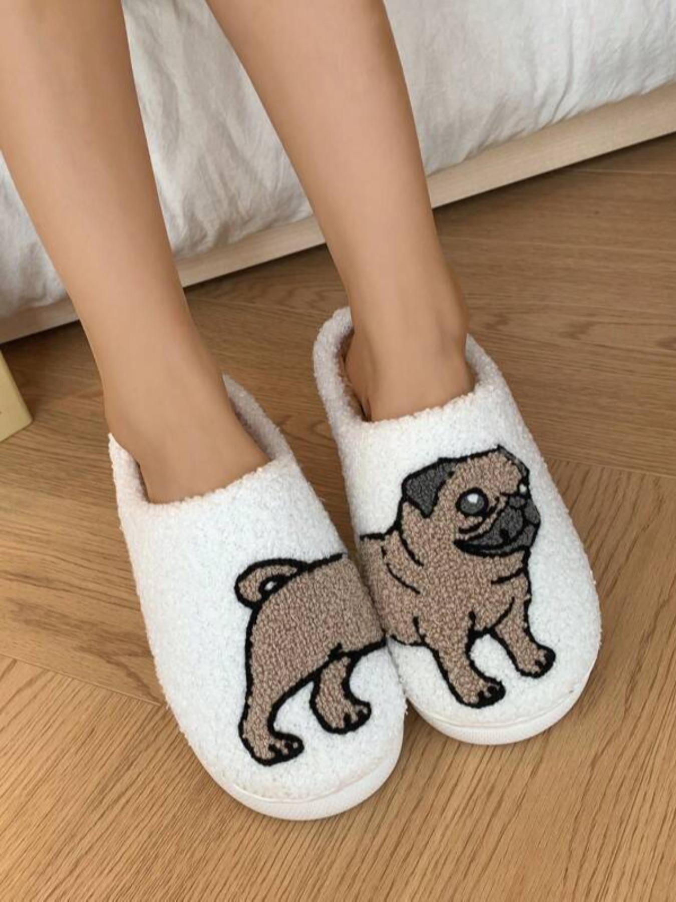 Women's Teddy Bear Dog Slippers, Fall & Winter Warm Cotton Slippers, Non-Slip Rubber Sole, Casual Indoor Footwear, Fashionable Design