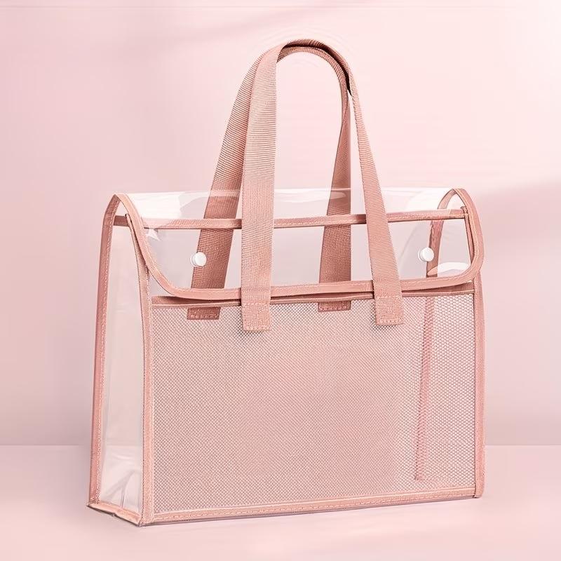 Large Capacity Clear PP Document Bag - Multi-Compartment Design, Fits Tablet, A4 Paper & Stationery - Durable Portable File Organizer with Visible Content Design, Storage Bag