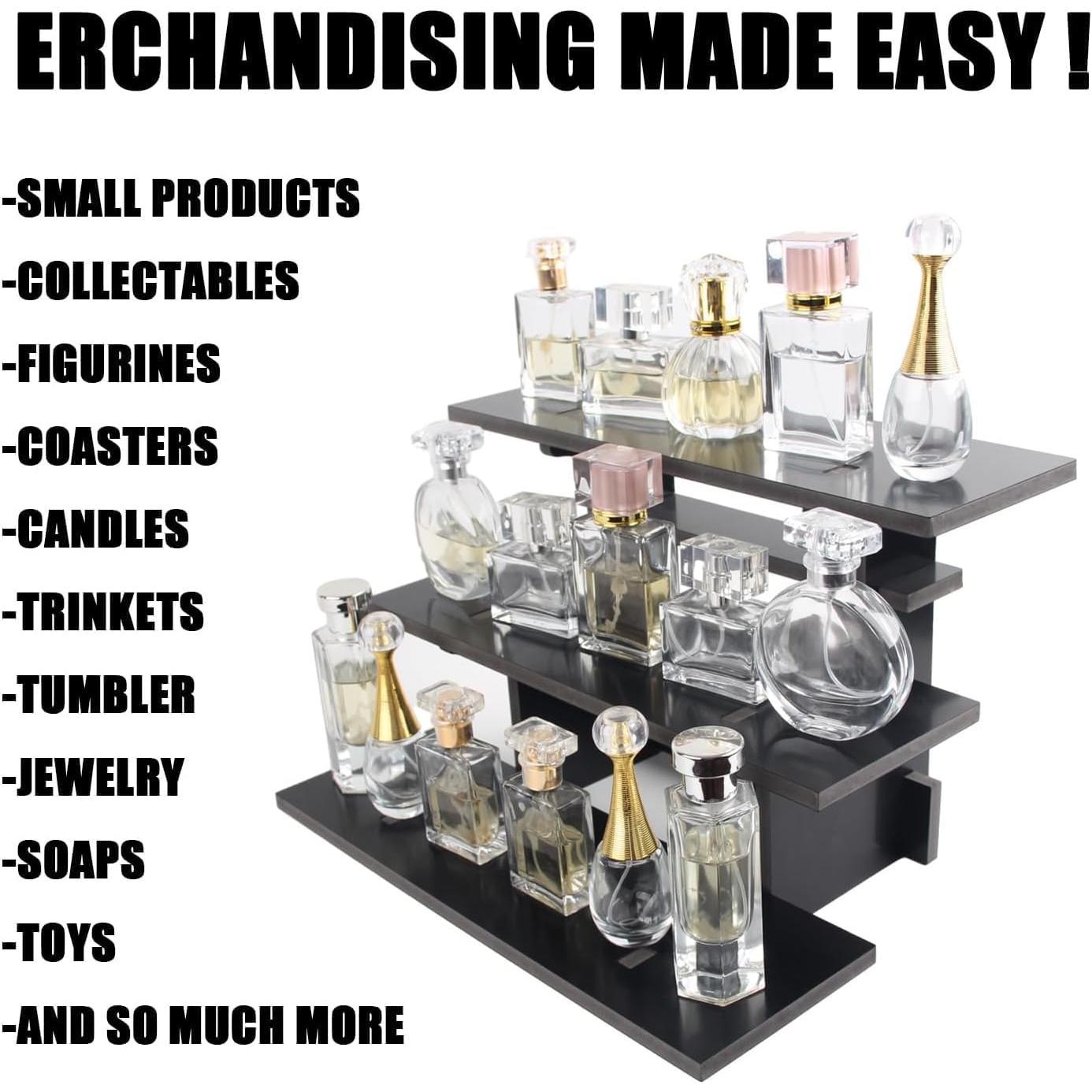 3 Tier Staight Retail Table Display Stands Farmers Market Display Shelf for  & Merchandise, Portable Retail Display Shelves for Retail Stores & Vendors for Cupcake Stand, Craft Shows