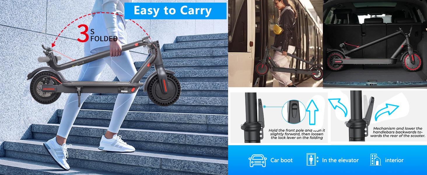 28MPH Max Speed D8 Pro Electric Scooter 350W Brushless Motor 8.5 Inch Explosion Proof Tires 7.8Ah Battery 265 Lbs Max Load 3 Speed Modes Foldable City Commuter App Control Front Rear Lights