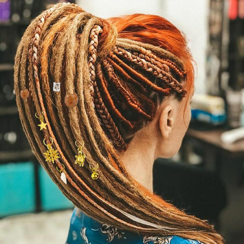 241 PCS Hair Jewelry Gold Hair Jewelry for Braids Loc Jewelry for Hair Dreadlock Metal Gold Silver Clips Shells Imitation Wood Beads Hair Charms Women Adjustable Cuffs Braiding Hair Rings Decoration hair beads