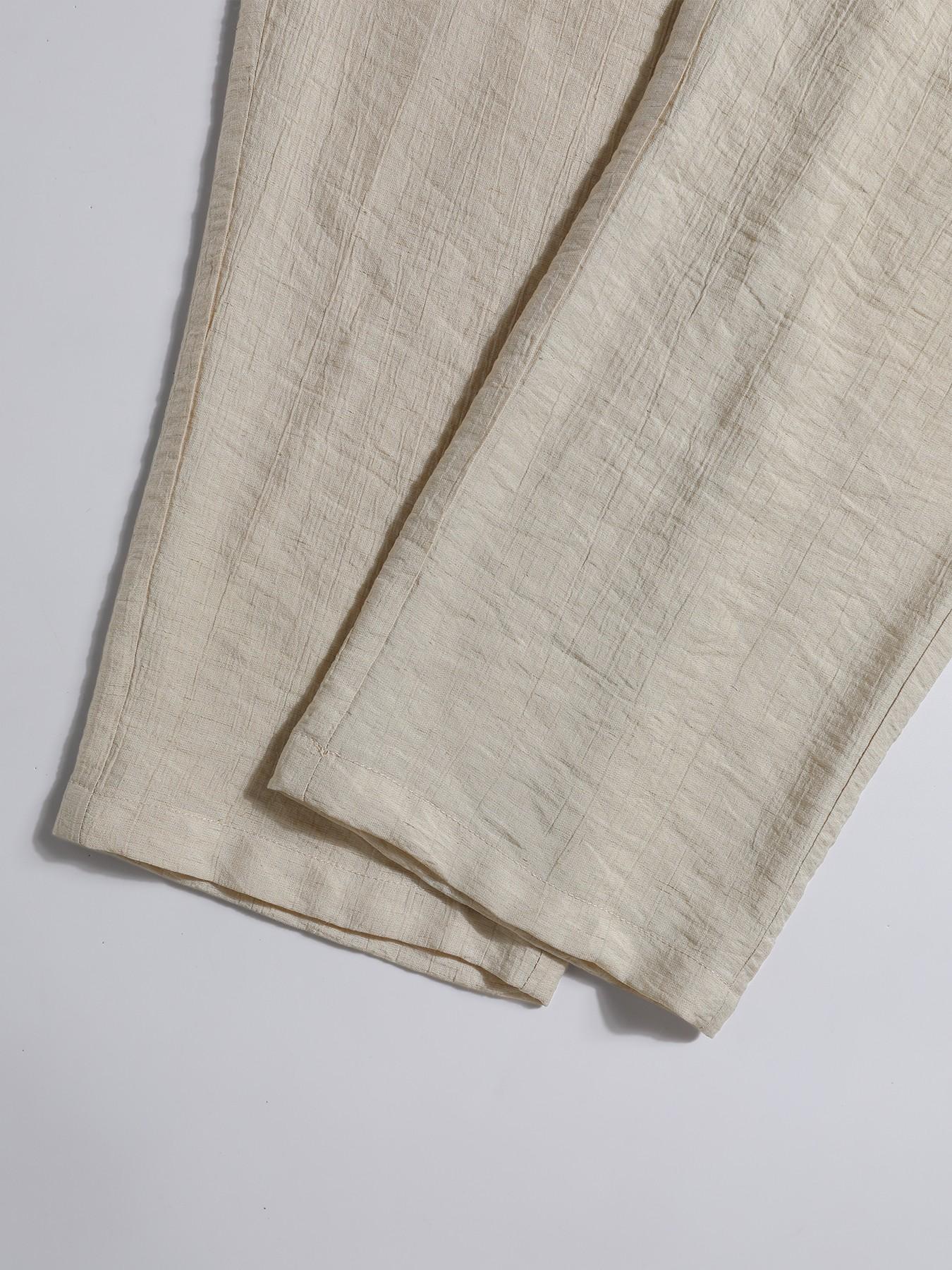 Men's Casual Loose Baggy Lightweight Linen Pants Solid Color Loose Fit Elastic Drawstring Waist Straight Legs Bottoms Summer Breathable and Soft Yoga Beach Long Pants with Pockets Wedding Partise Vacation Daily Going Out Dating Club Lounge Wear