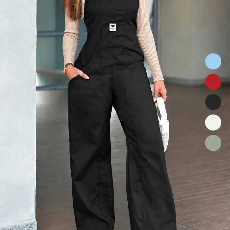 【Black Friday】Women's Vintage Adjustable Straps Sleeveless Jumpsuit, Retro Street Style All-Season Wear, Casual Fashion Overalls with Pockets, Comfortable Fabric