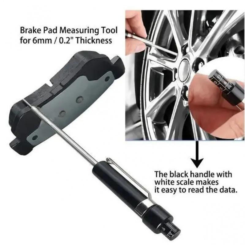 Car Brake Pad Thickness Measurement Tool, Includes Brake Shoe Scale, Base Plate Tester, Brake Pad Inspection Pen, Scale