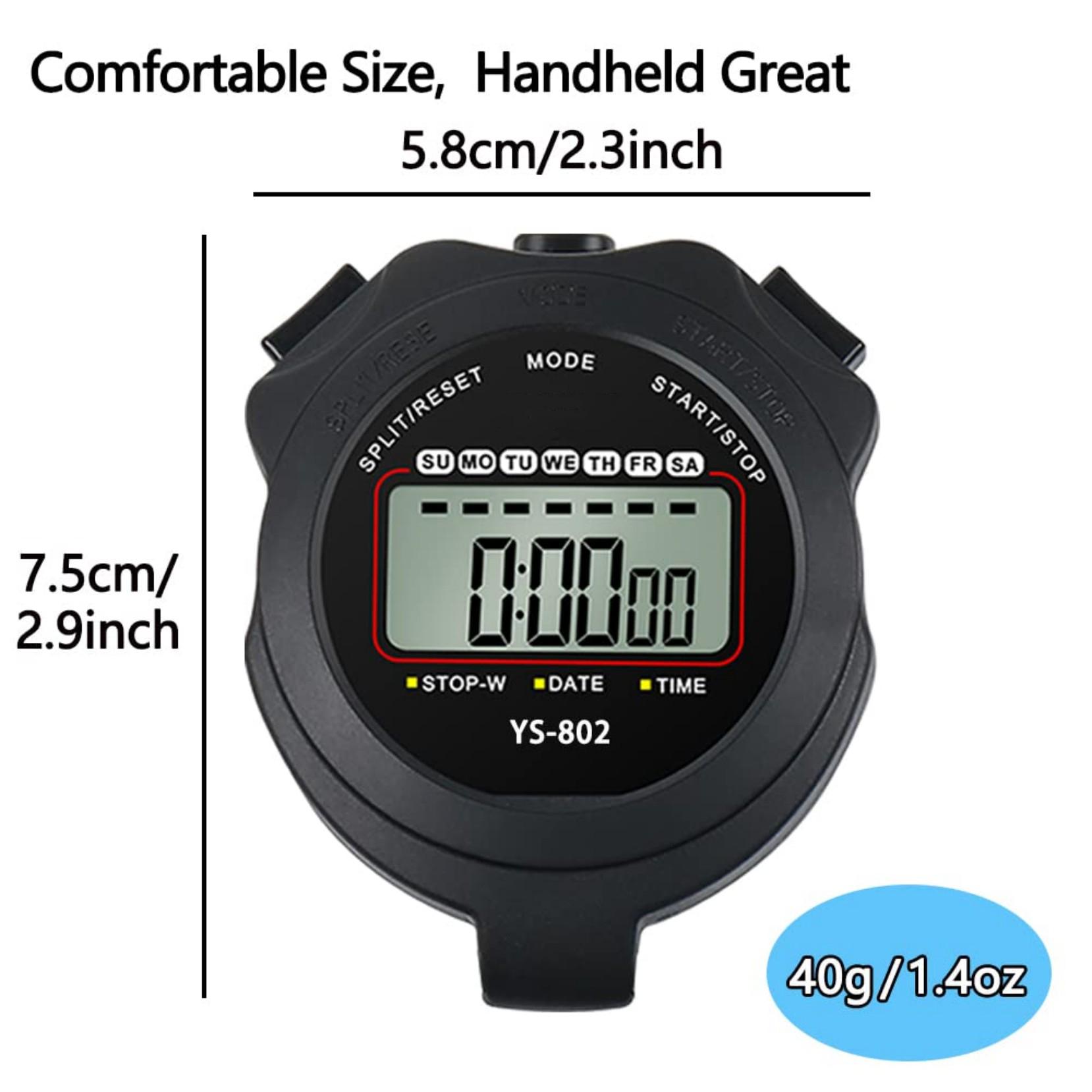 Digital Stopwatch Timer YS-802 with Large Display Clock Calendar Alarm for Sports Coaches Swimming Running Laser Tuned Accuracy