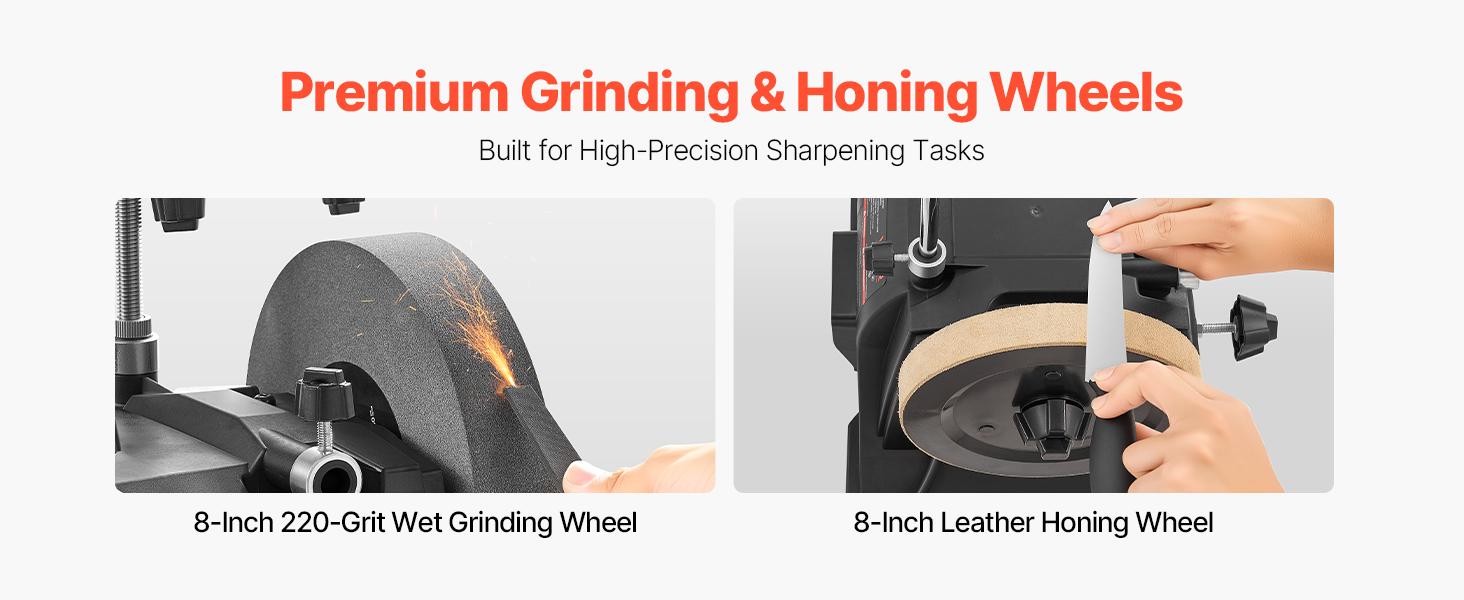fathersdaygift VEVOR 8-Inch Wet Sharpening System, Water-Cooled Knife Grinder Machine with 155 RPM Grinding Speed, Vertical/Horizontal Two-Direction Wet Stone Grinder, Wet Bench Grinder for Knife, Chisel, Knife, Axe