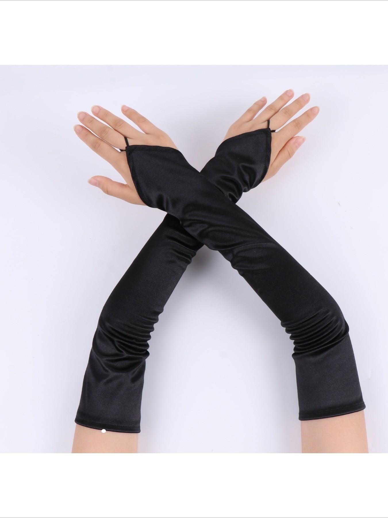 Elasticated Long Satin Gloves for Wedding, Performance, Dance Events, Elegant Accessories, Perfect for Formal Wear