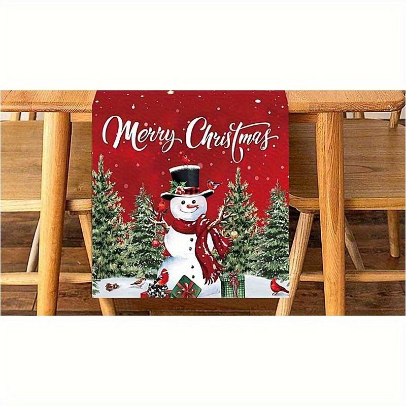 Rectangular Holiday Tablecloth, Joyful Snowman Design, Home Kitchen Dining Room Decor, Seasonal Table Accessories