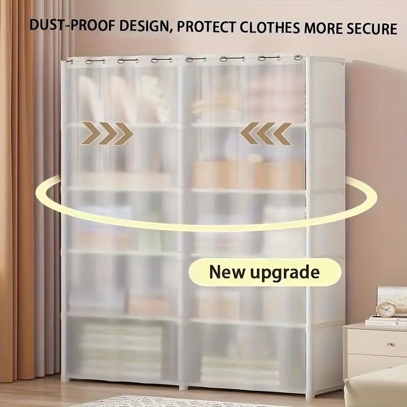 Home Dust-Proof Simple Fabric Wardrobe, Classic and Design, Integrated Dust Curtain, Moisture and Dust Protection, Space-Saving Storage Cabinet, Clothes Storage