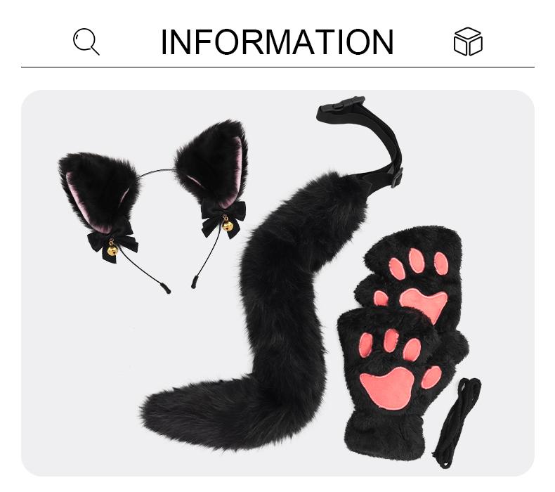 Cat Cosplay Costume Set – Plush Ears, Fluffy Tail & Paw Gloves for Halloween, Christmas, Anime Party Cat Cosplay Costume Set – Plush Ears, Fluffy Tail & Paw Gloves for Halloween, Christmas, Anime Party