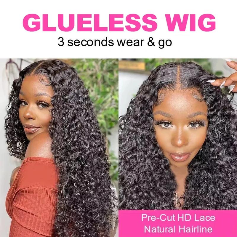 Bling Hair Easy To Wear Deep Wave 5x5 Lace Closure Wig with Pre Plucked Hairline Pre Cut Curly 6x4 Glueless Wigs Human Hair For Women