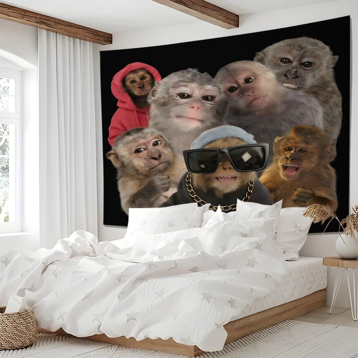 Trending Monkey Tapestry Backdrop, Street-Style Cool Wall Hanging Banners, Indoor/Outdoor Wall Art Tapestries, Wall Decor, Fun Banners and Posters for Dorm Rooms and Bedrooms