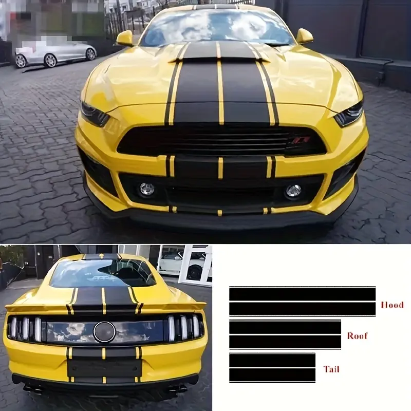 6pcs Fashion Car Stickers, Parallel Line Style, Suitable for Any Vehicle, Including for SHELBY Mustang GT350 and GT500