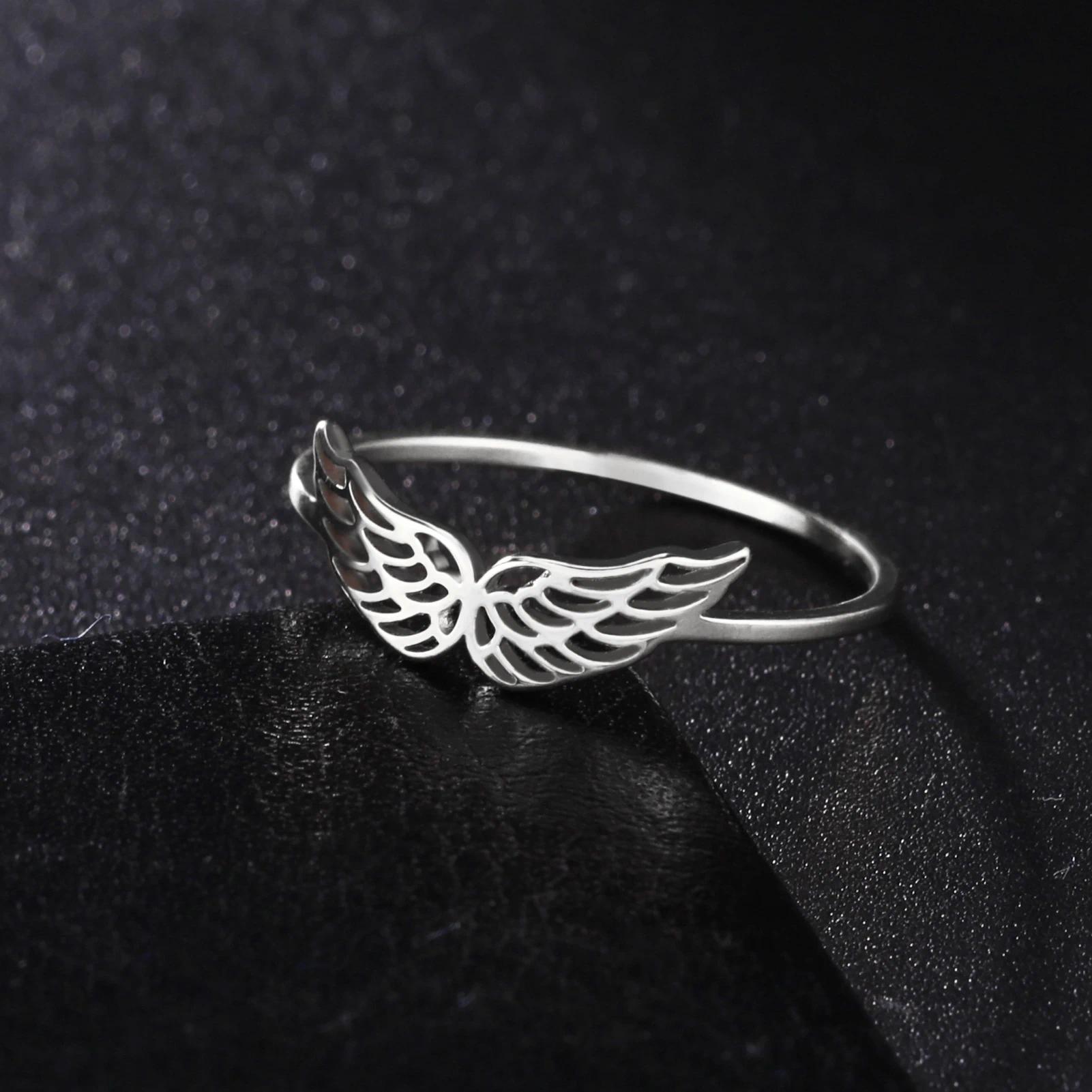Women's Skyrim Wing Shape Stainless Steel Ring - Acid/Alkali Resistant, Kpop Fashion Jewelry, Wedding Band, Birthday Gift, Wholesale Costume Accessory, Resists Acid/Alkali