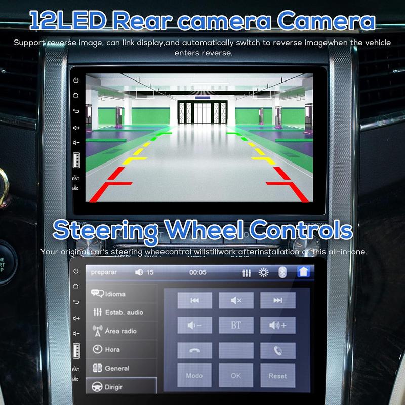 Car Stereo with Car Bluetooth 9 Inch HD Touch Screen Car Stereo with Backup Camera + External Microphone + FM MP5 Player Car Audio Receivers Support Mirror Link SWC USB EQ Car Radio