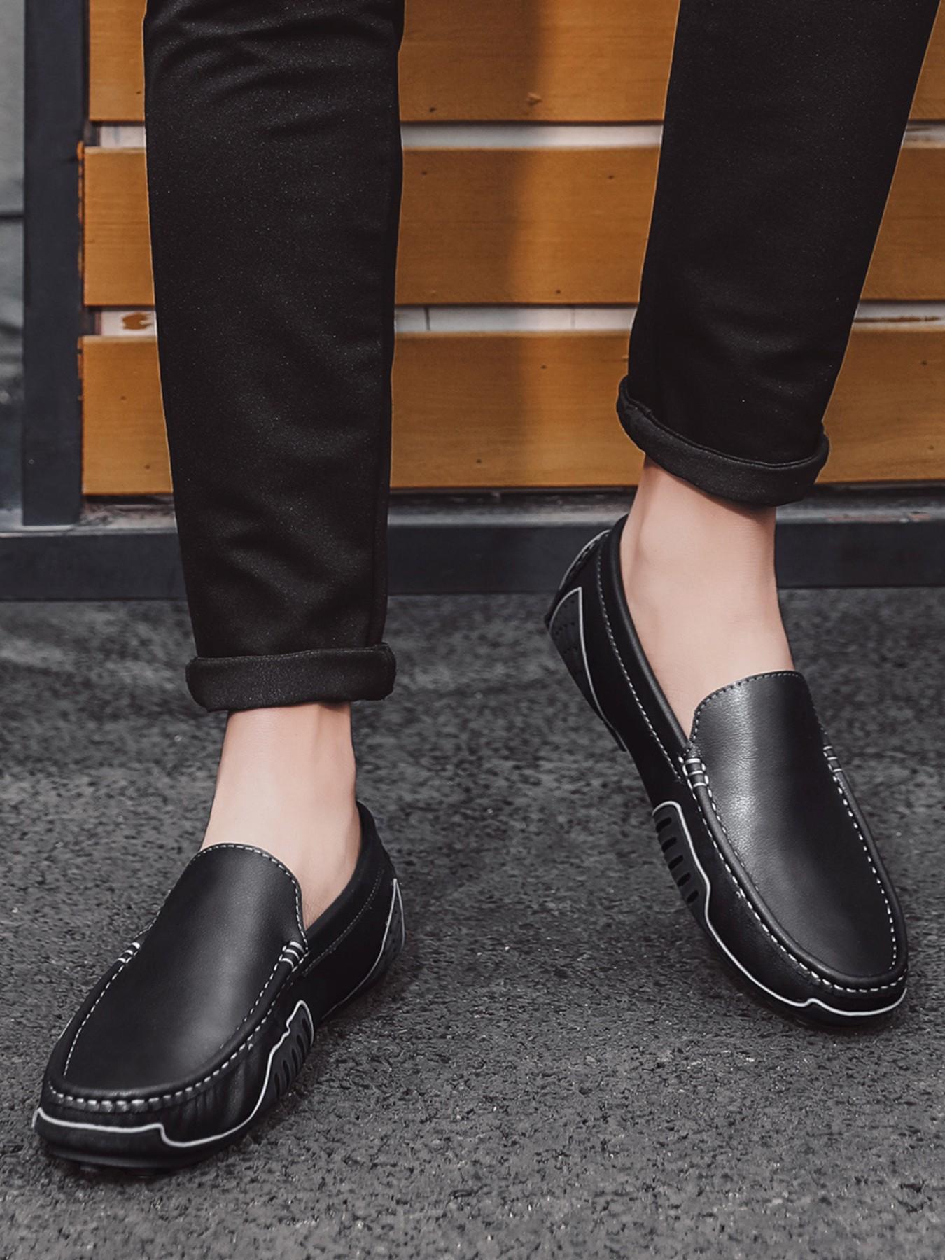 Men's Loafers, High-Quality Leather Upper, Flat Slip-On Men's Shoes, Fashion Casual Walking Shoes, Perfect for Weddings and Parties, Fashionable Loafers