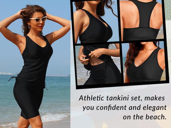 Yonique Women Two Piece Tankini Swimsuits with Shorts Athletic Bathing Suit with Swim Shorts Racerback Swimwear Yonique Women Two Piece Tankini Swimsuits with Shorts Athletic Bathing Suit with Swim Shorts Racerback Swimwear