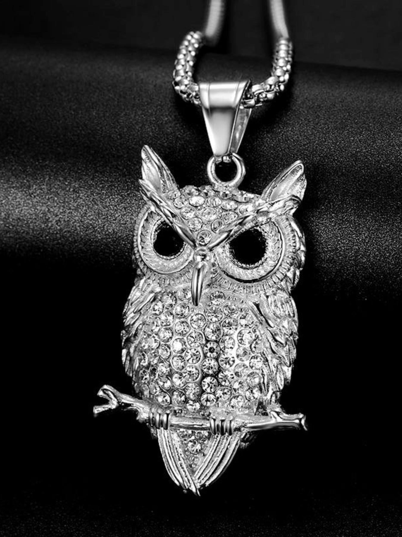 New Hip Hop Jewelry, Titanium Steel Gold Plated Owl Pendant Necklace, Trendy Accessories for Men and Women, Perfect Gift Idea