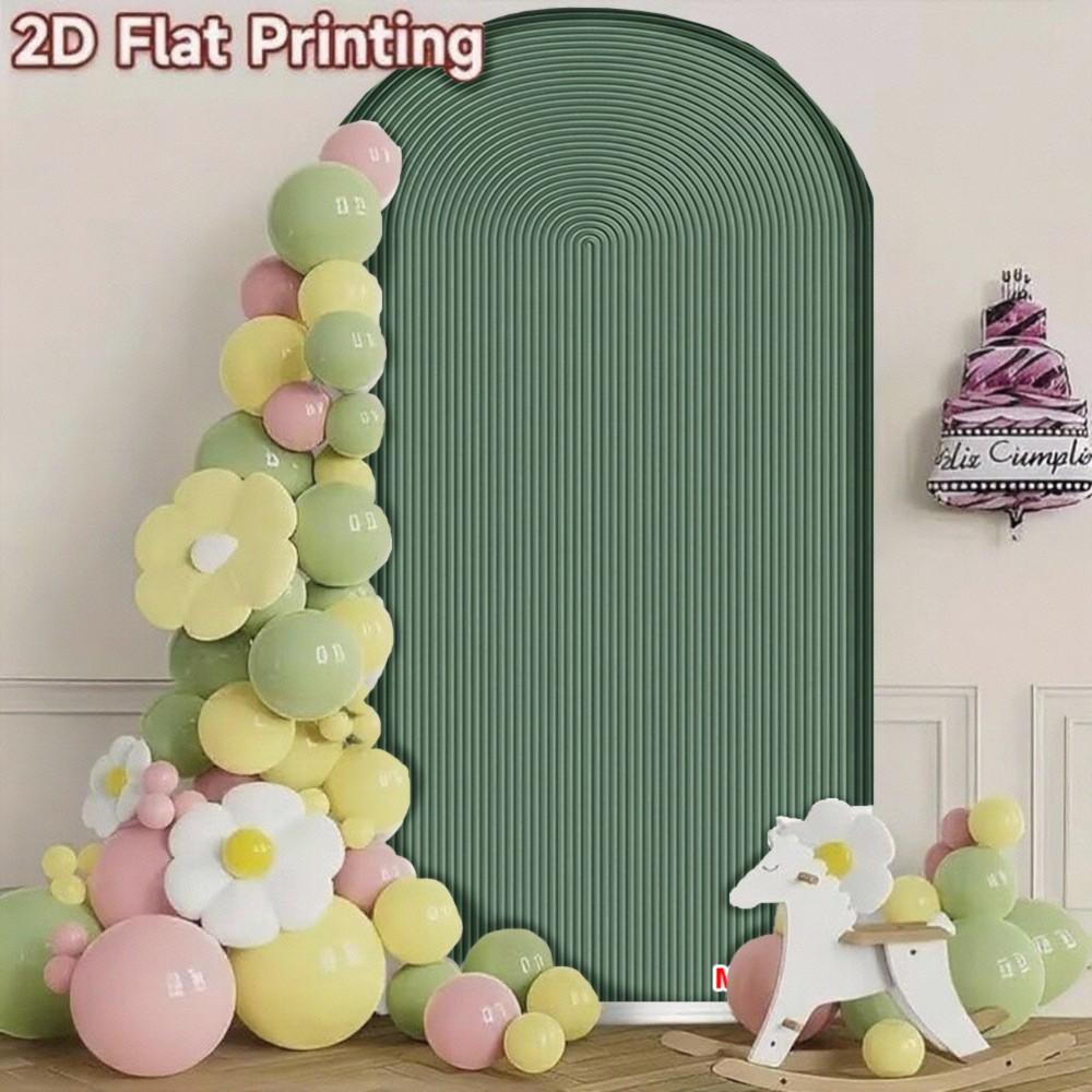 Green Ripple Arch Backdrop Cover 2-Sided Stretch Spandex Fabric for Birthday Party Baby Shower Decorations Background