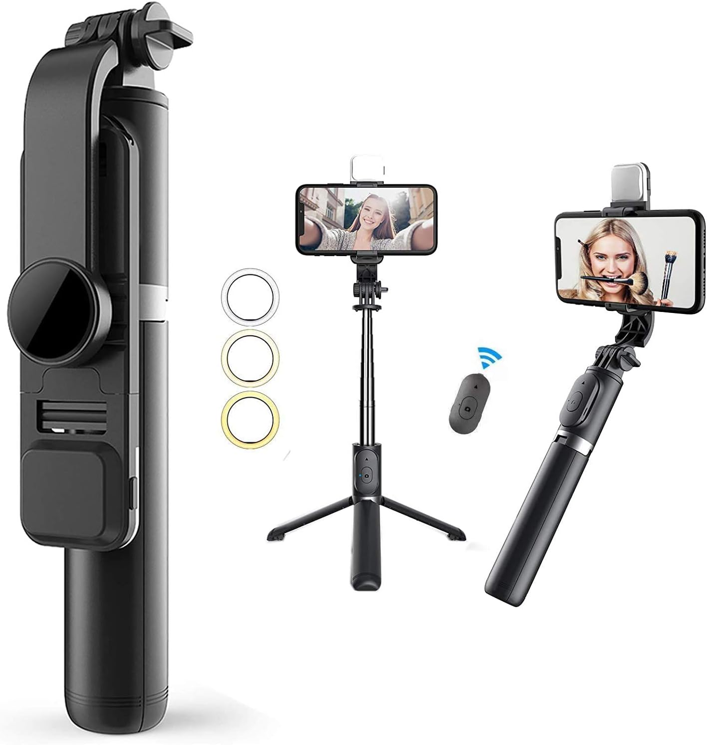 Phone Tripod for iPhone/Android & Selfie Stick with Remote, Upgraded Stand, Compatible with iPhone 16/15/14/13/12, Travel-Friendly & Stable