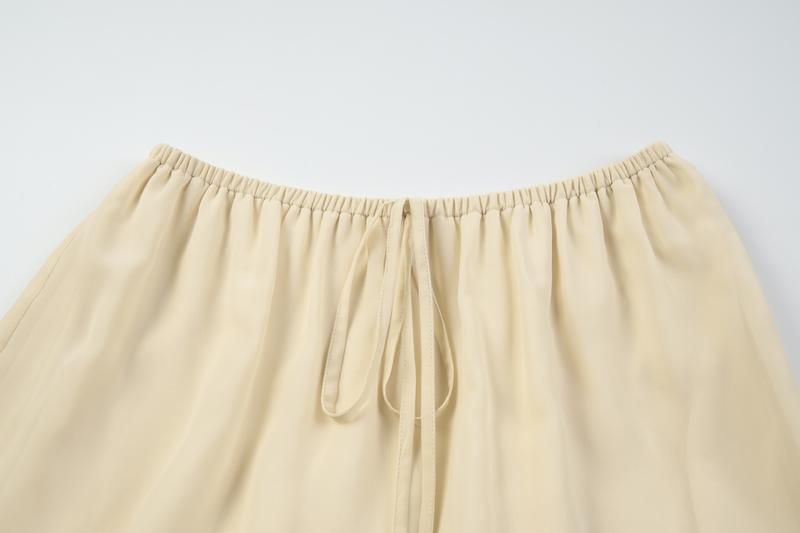 Women Spring Autumn Long Sleeve V Neck Tops Long Skirt Beach Vacation Chiffon Two Piece Set Outfit