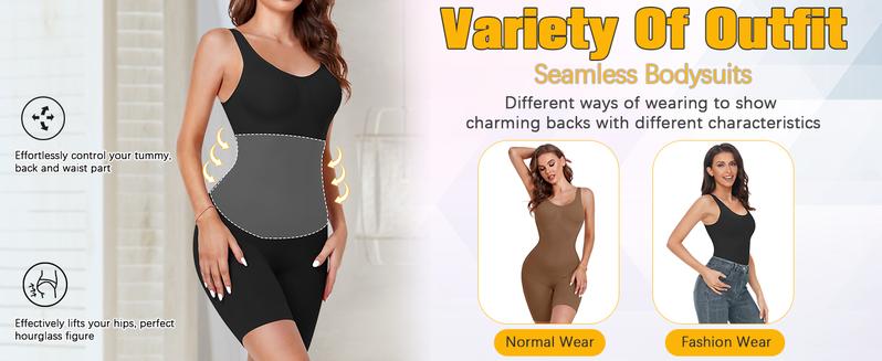 Women's Tummy Control Bodysuit Shapewear with 360° Compression Comfortable Nylon Fabric for All Seasons Minimalist Design Invisible Seamless Technology