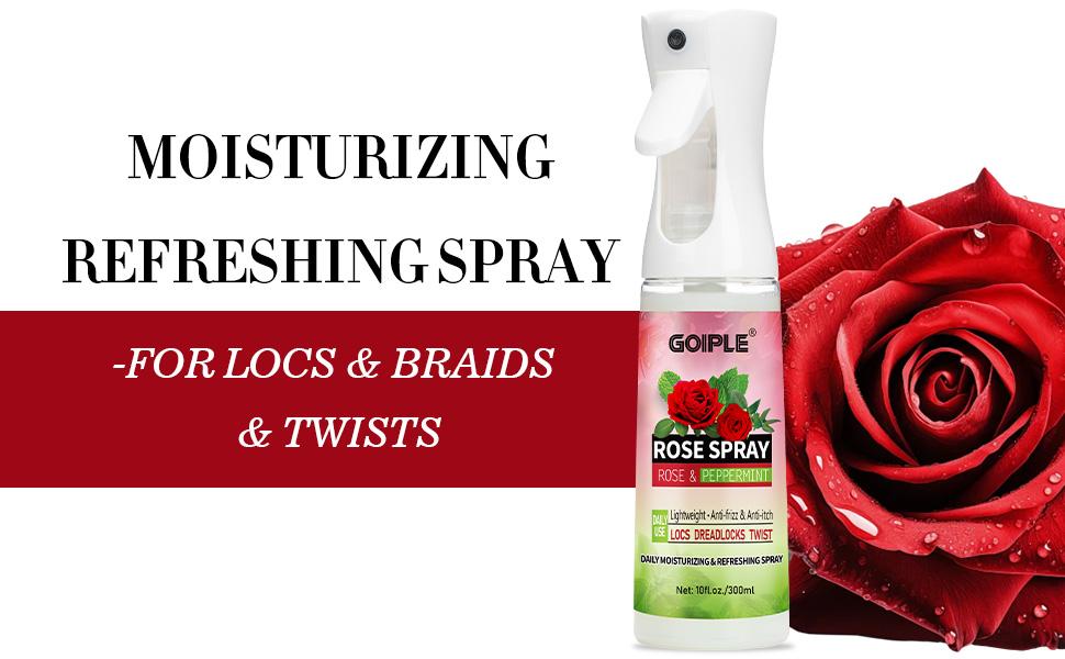 Hydrating Rose Water Loc Spray for Dreadlocks Moisturizing Scalp Spray Soothes Refreshes Refreshing Castor Oil Cleansing Peppermint