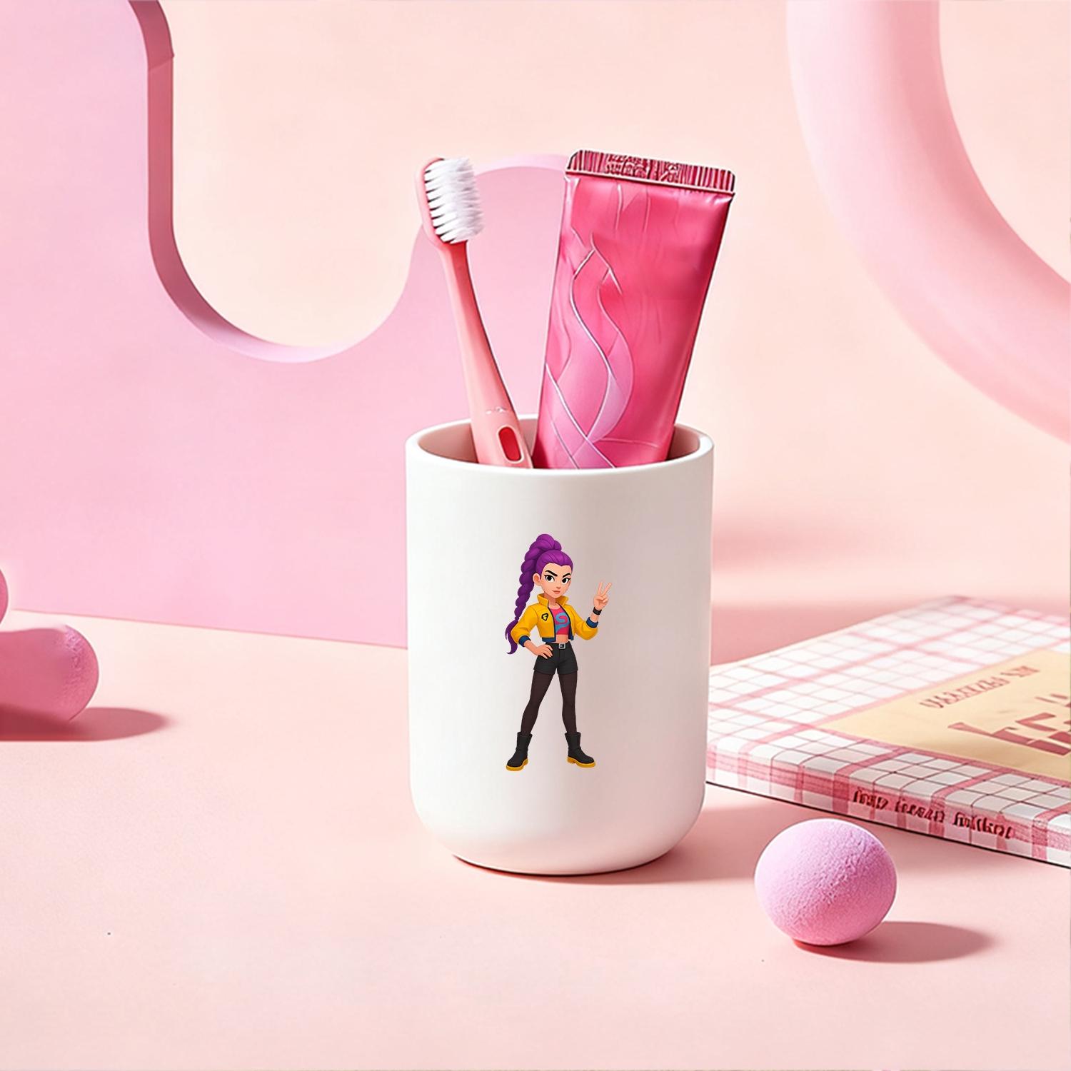 1pc mouthwash cup, cartoon pattern printing, durable bathroom toothbrush cup, wash cup, toothbrush holder, bathroom storage, bathroom water cup, brushing cup, Christmas Valentine's Day gift for students back to school (only cups are sold)