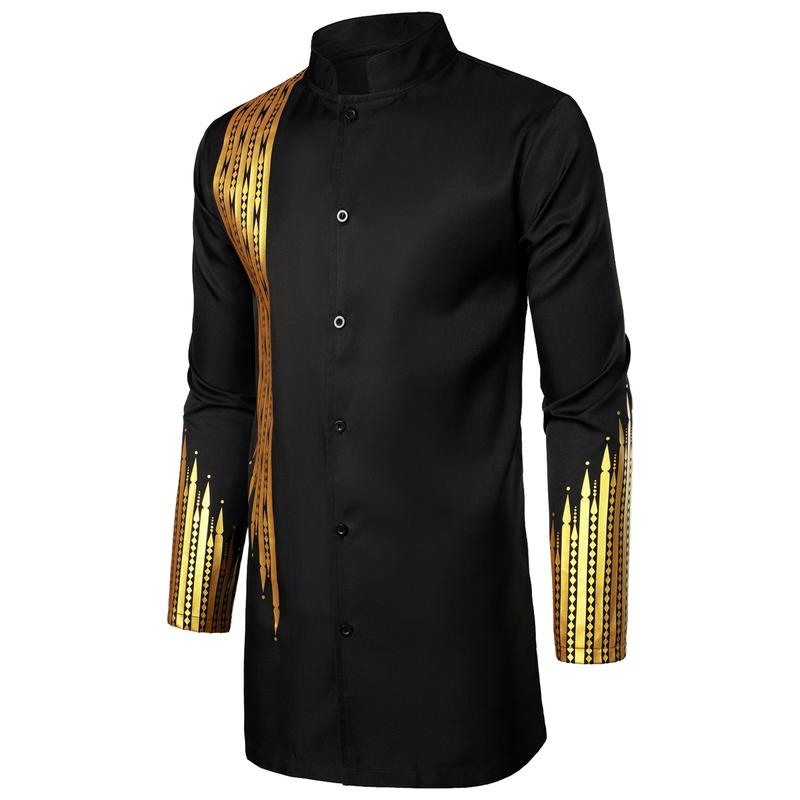 ZEROYAA Men's Traditional Suit Long Sleeve Button up African Dashiki Shirt and Pants Ethnic 2 Piece Outfit Clothes Cotton sets for men clothing men's 2 piece set Cardigan Breathable