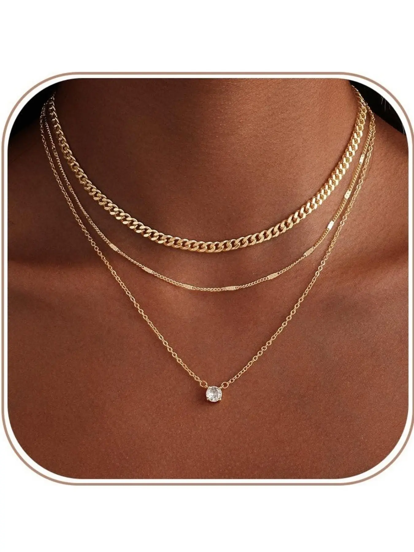 Layered Necklace Set for Women, Cuban Chain Choker & Dainty Pendant Necklaces, Stackable Jewelry for Everyday Wear