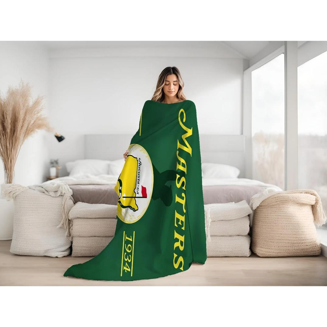 M Golf Tournament Blanket Classic Green Design Golf Course Logo & Golfer Silhouette Soft Cozy Flannel Throw Blanket for Couch Bed Office Travel Camping Sports Lover Gift for Men Women Birthday Christmas Father’s Day Trending Viral Golf Home Decor Blanket