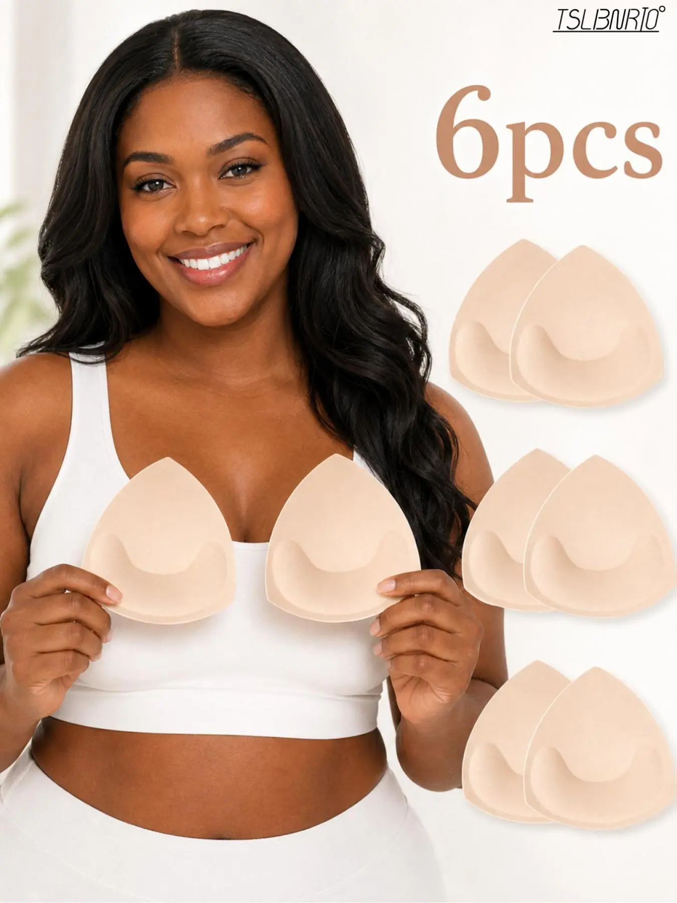 6pcs Apricot Triangle 3D Women Bra Inserts, Soft Support & Lift Effect, Replaceable Pads, Invisible Bra Cups for Camisole Tank, Sports Bra, Bikini Swimsuit