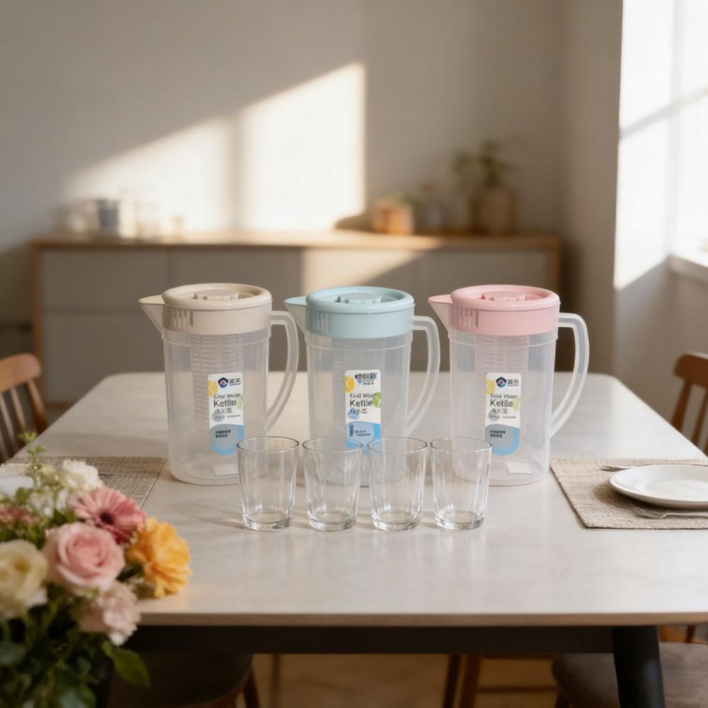 1PC Large Capacity 2000ML Leak-Proof Water Jug with Tea Strainer, Portable Kitchen Refrigerator Bottle, Ideal for Parties and Outdoor Camping