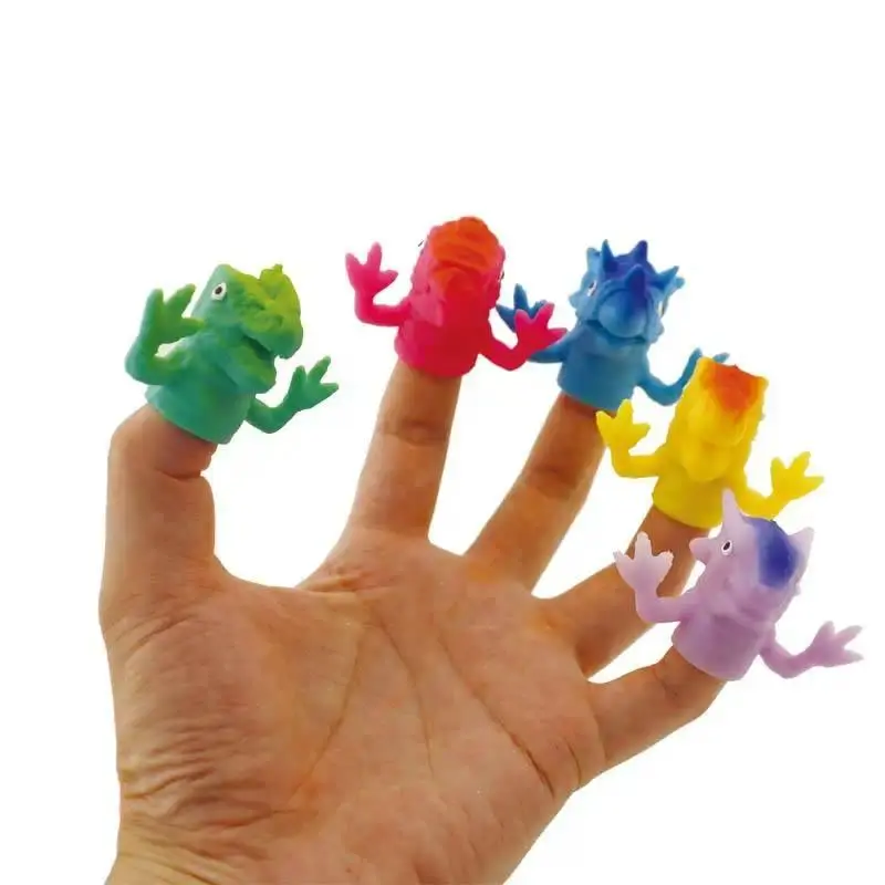 5PCS Dinosaur Finger Puppet Toys TPR Children's Fun Sensory Toys Gifts Event Party Favors School Novelty