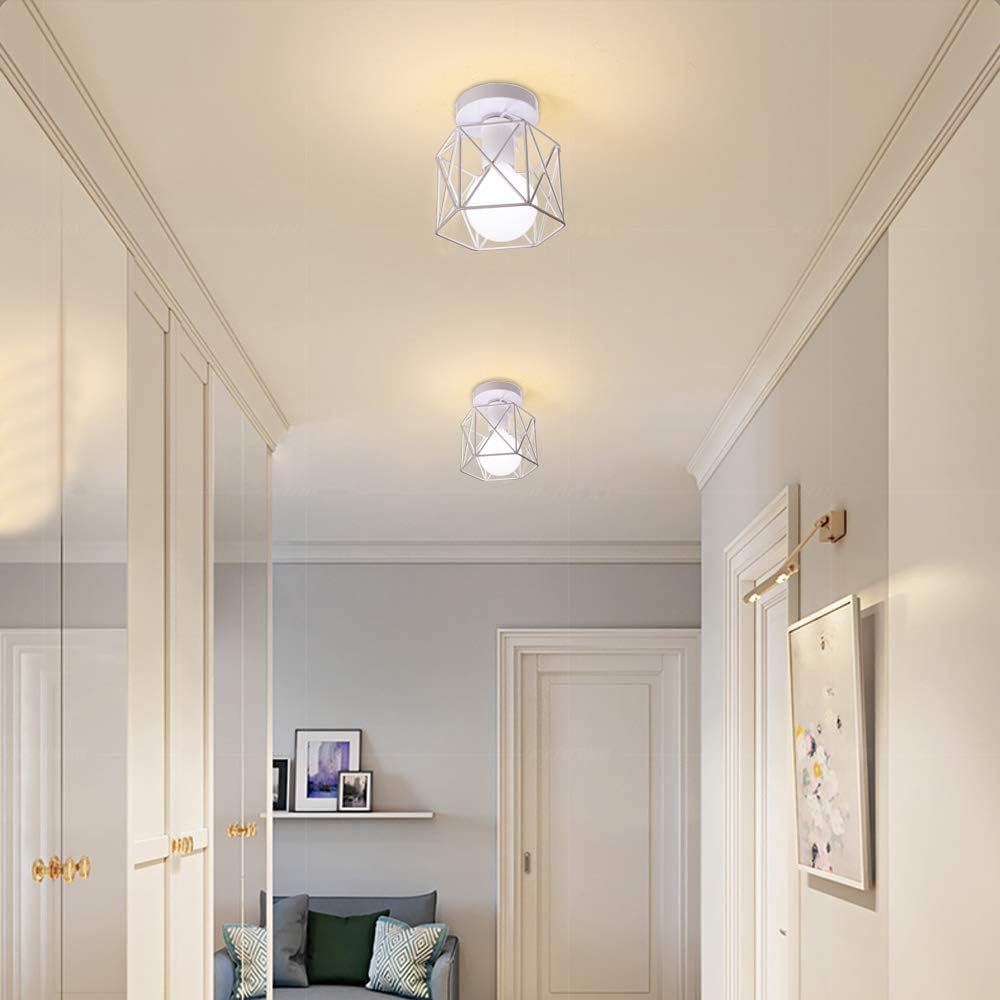 Modern Simple Style Ceiling Light with E27 Bulb Socket, Semi-Embedded Installation, Suitable for Kitchen, Hallway, Balcony, Bedroom (no Bulb)
