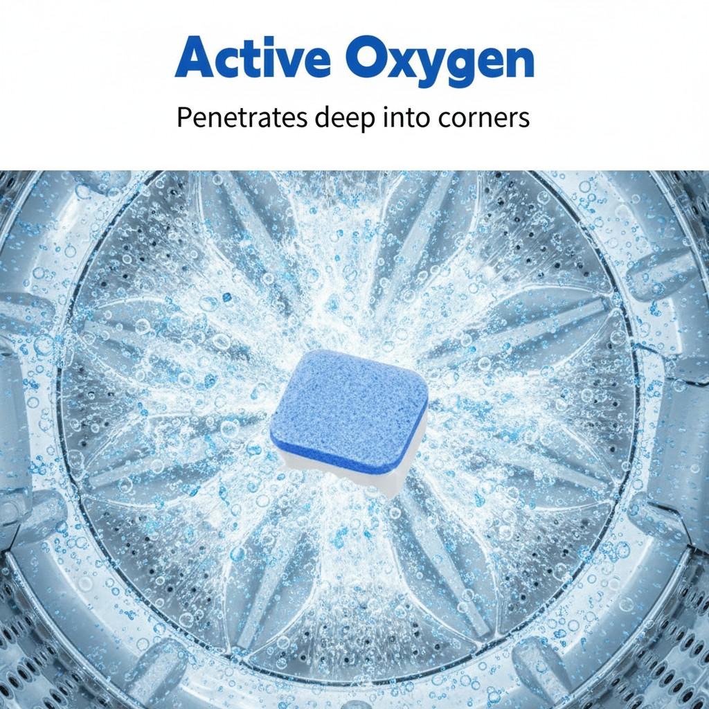 Washing Machine Cleaner, Time-Release Dissolving Technology, Scale Removal & Stain Removal, Solid Detergent, Household Cleaner