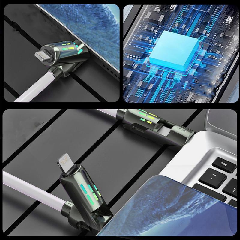 4-in-1 USB Charging Cable, 240W Multi Fast Charging Cable, Multi USBC Charger Combo Metal Ports for Phone 15/14/13 Pro Max Laptop Multi Device Charging