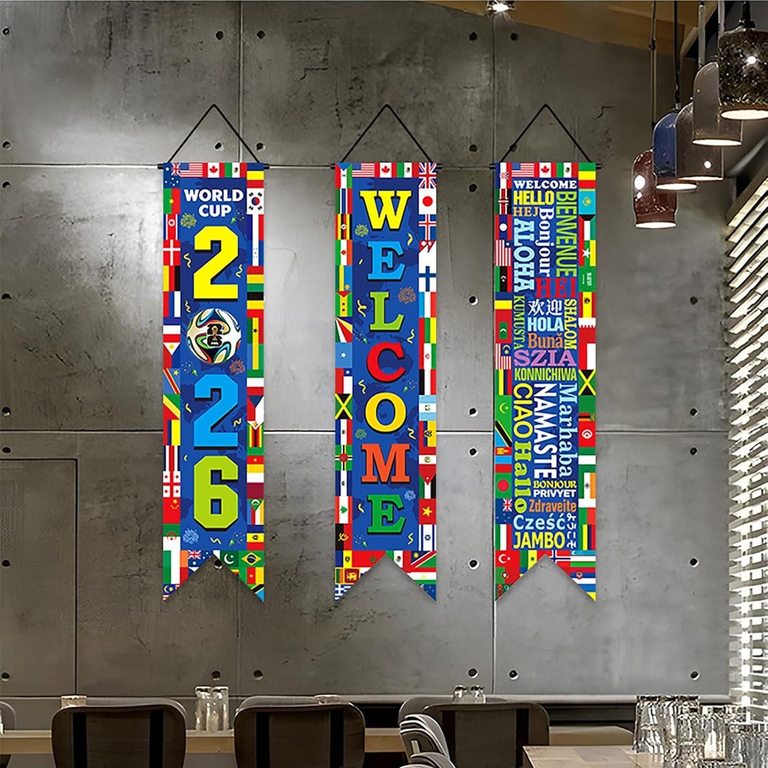 2026 World Cup Decoration, International Flag Bunting 30x130cm Fade-Resistant, Football Party Supplies for Classroom, Bar, Restaurant, Sports Viewing Parties