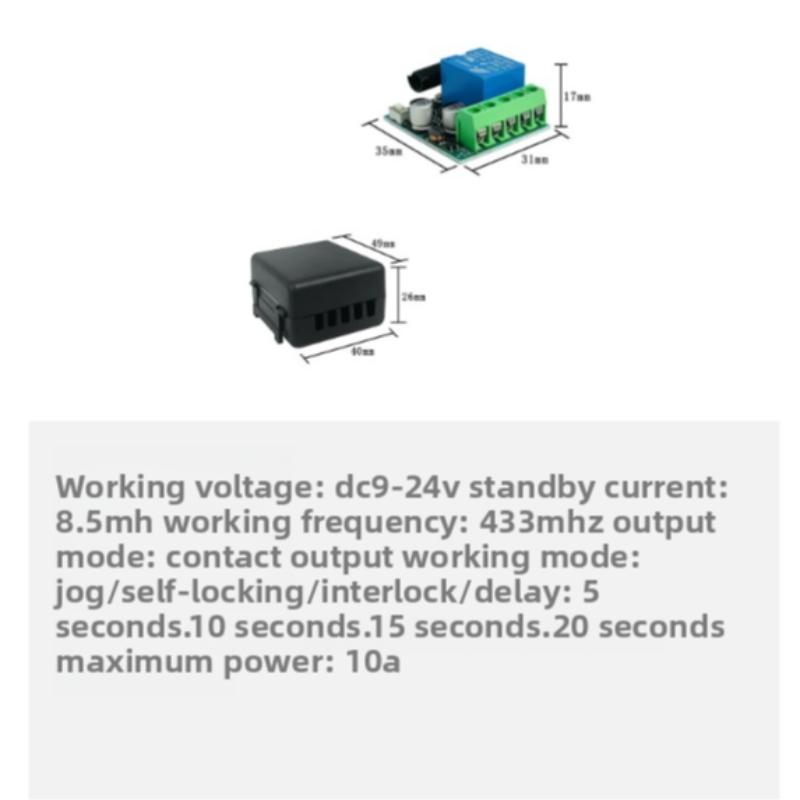 Dc 12V Relay Receiver Wireless Remote Control Switch Compact Module, RF Technology Transmitter 433mhz Pointing, Self-Locking Remote Controller