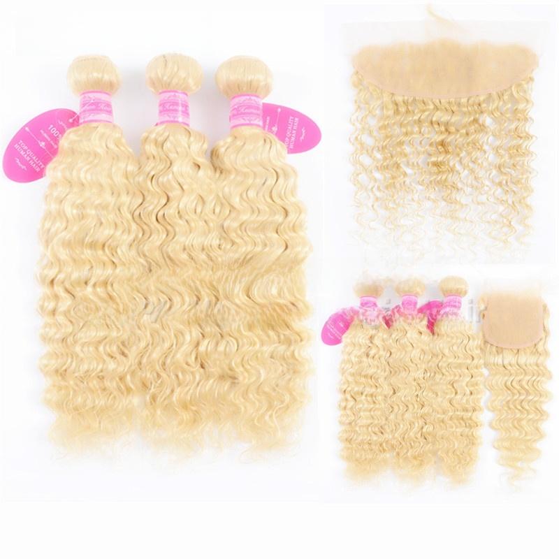 Women's 100% Human Hair Deep Wavy Wigs, 14in Tangle-Free Volumizing 613# Deep Wave Style, 10-28 Inches Multiple Lengths Option, Dyeable, Hot Dye Safe, for Everyday Wear (Lace Front Wig), Female