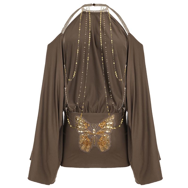 Butterfly Chain Backless Sexy Dress Batwing Sleeves Spring Summer Grunge Party Y2K Vintage Bodycon Short Sundress Women