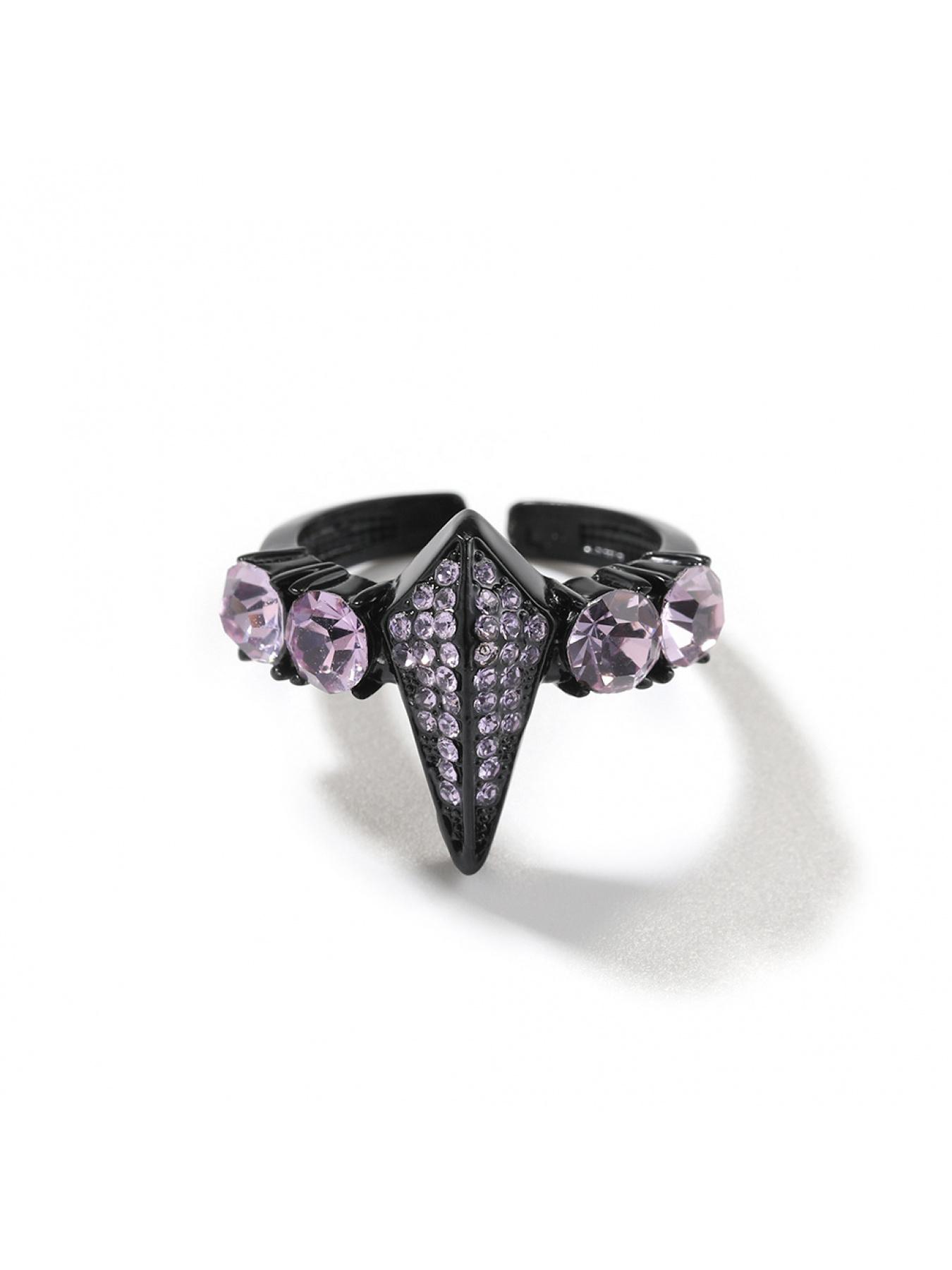 Hip-hop style new diamond-encrusted alloy black panther ring, men's niche exaggerated open adjustable ring, vintage jewelry